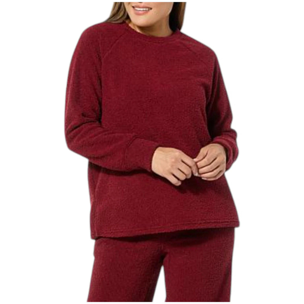 Comfort Code Women's Marshmallow Knit Crew Neck Top Smoky Maroon - Regular
